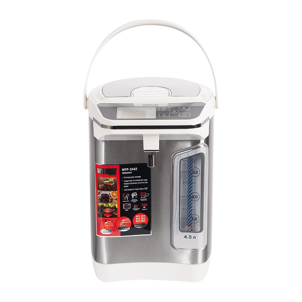 Изображение товара Термопот Mystery MTP-2442 4.5 л серебристый с белым металлический