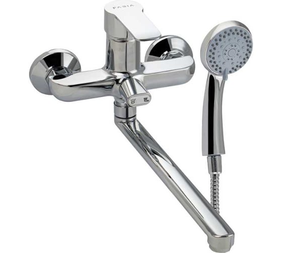 Изображение товара Смеситель для ванны FABIA с длинным, плоским изливом, с дивертором м/к на корпусе, цвет хром 3716