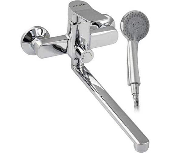 Изображение товара Смеситель для ванны FABIA с длинным, плоским изливом, с дивертором м/к на корпусе, цвет хром 9680