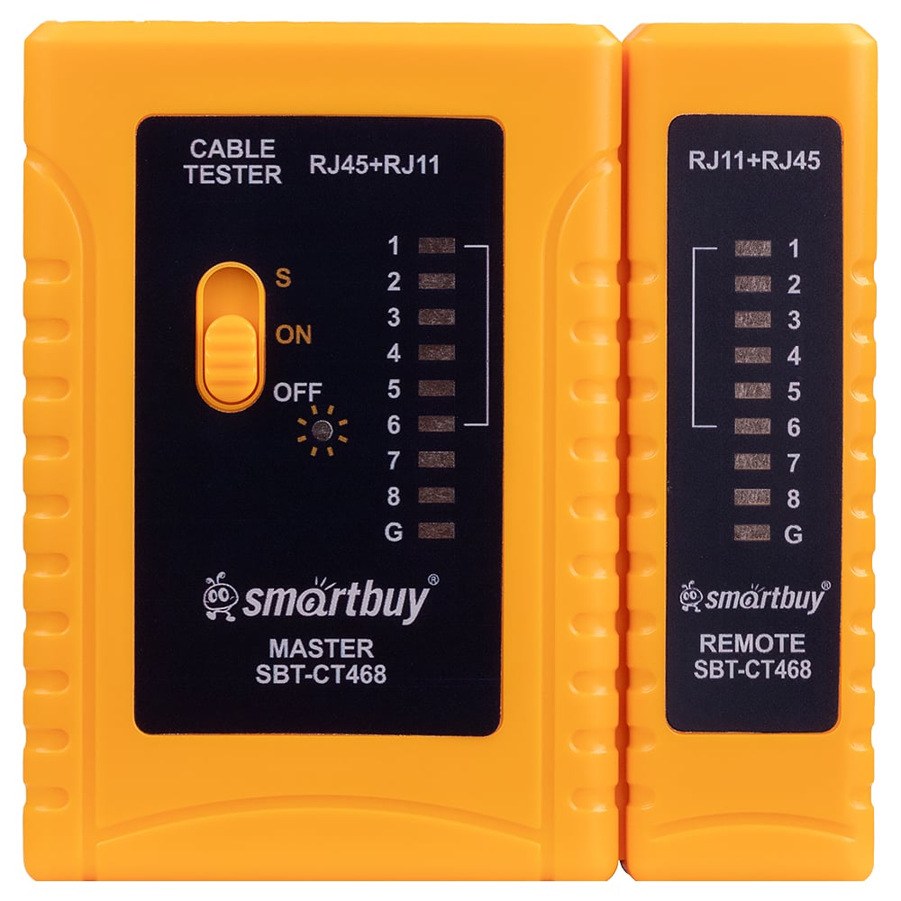 Изображение товара Тестер интернет кабеля SMARTBUY CT468 RJ-45 RJ-11 для проверки соединений