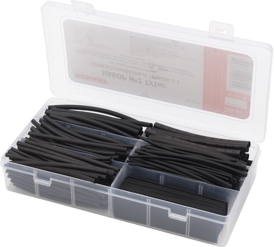 Изображение товара Набор термоусадочных трубок REXANT №2 ТУТнг черная, 260 шт. 29-0132