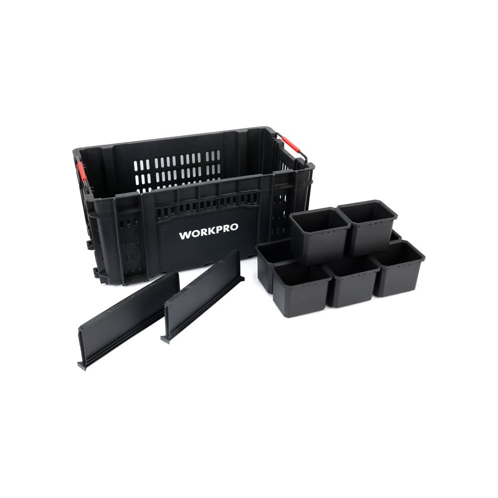 Изображение товара Пластиковый ящик для инструмента Workpro 557х322х250мм с лотками черный