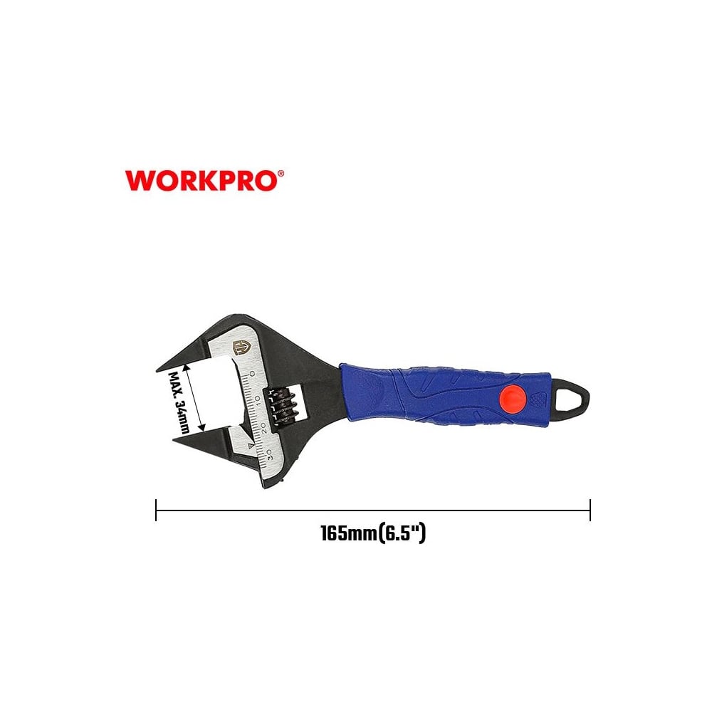 Изображение товара Разводной ключ Workpro PRO CR-V 165 мм с тонкими губками