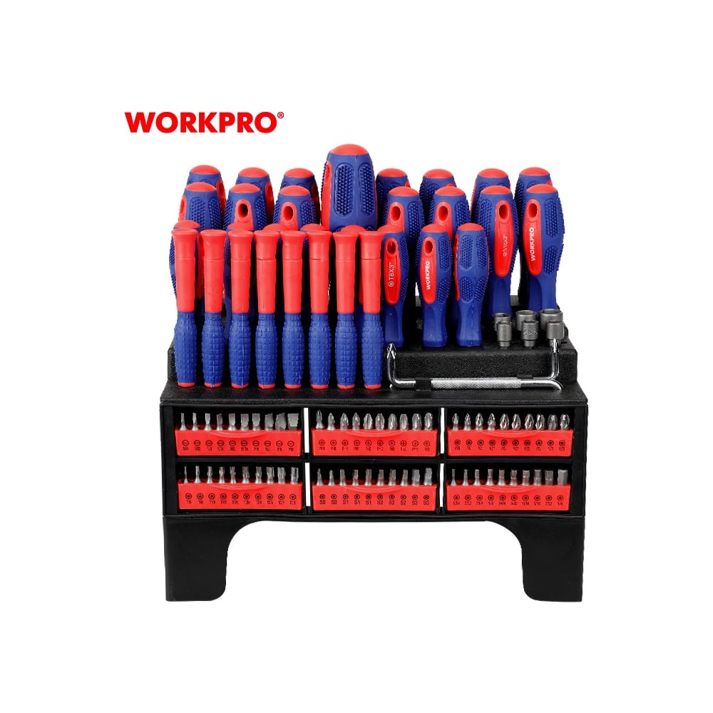 Изображение товара Набор отверток WORKPRO PRO CR-V 100шт WP200560 - профессиональный инструмент