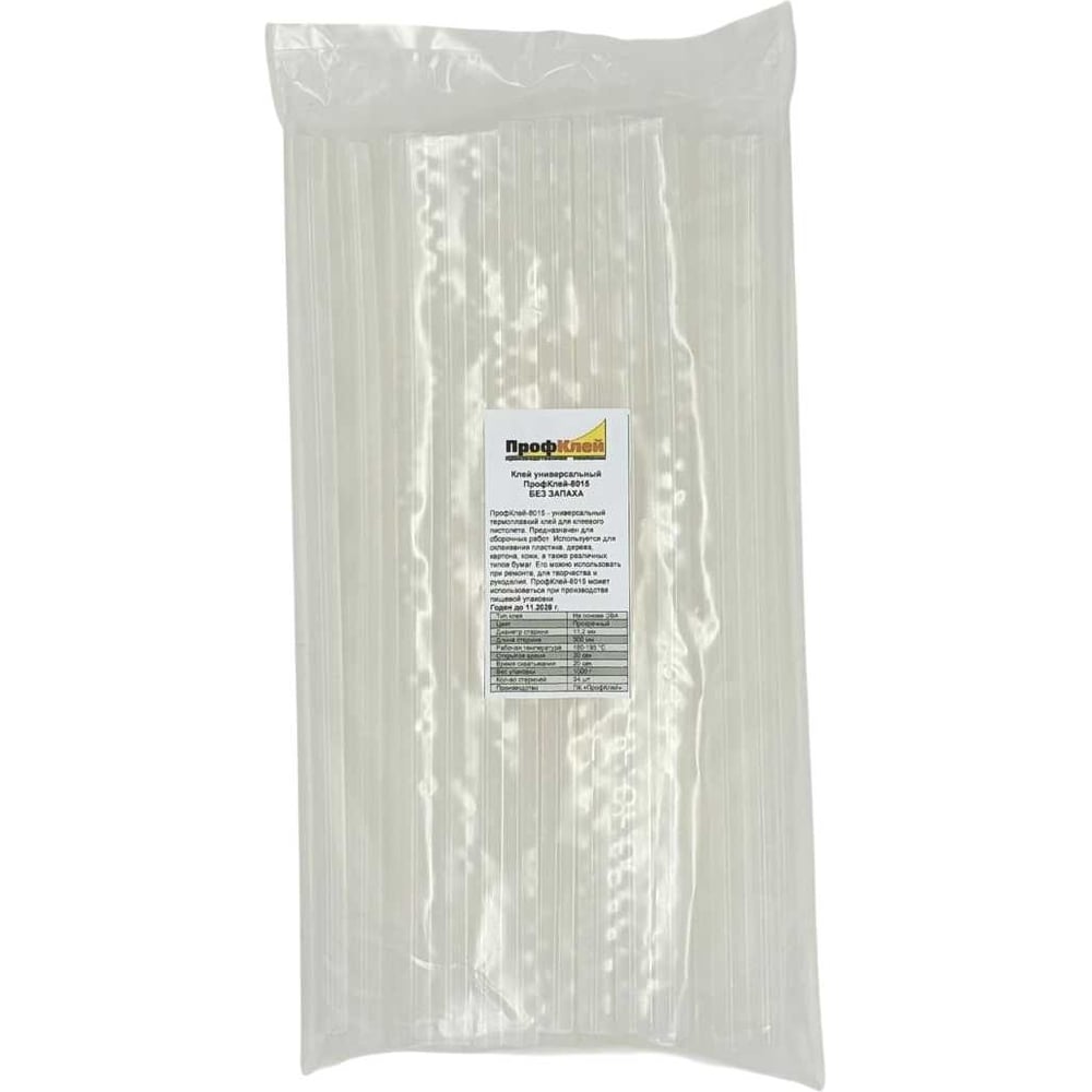 Изображение товара Клеевые стержни ПрофКлей -8015 прозрачные 11х300 мм 34 шт 1 кг универсальные