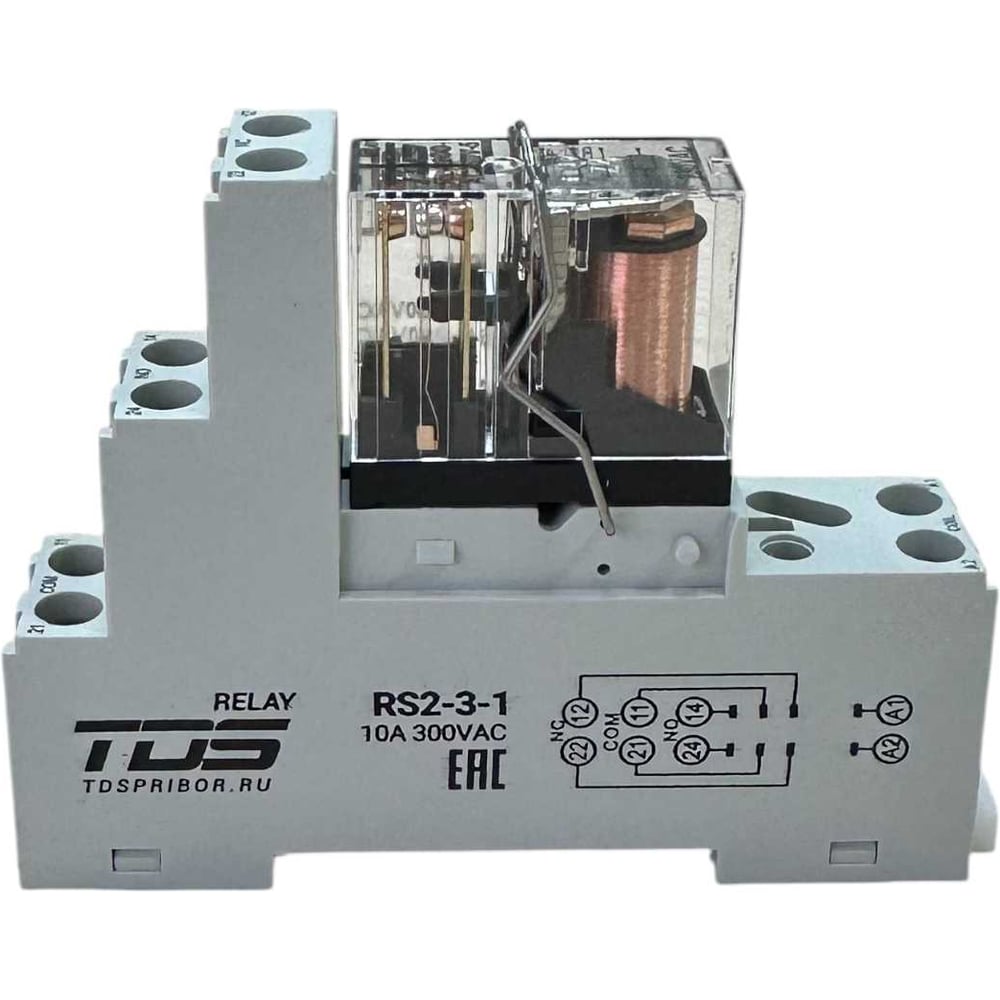 Изображение товара Промежуточное реле TDS RS2-3-1 с колодкой, 2 контакта, AC 230В