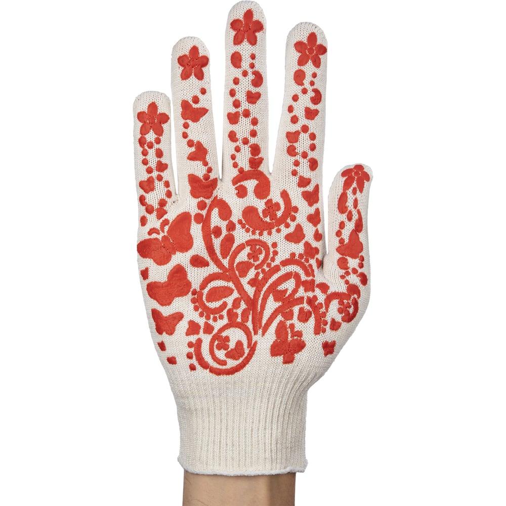 Изображение товара Перчатки х/б с ПВХ покрытием и рисунком цветов 13 класс 50 пар