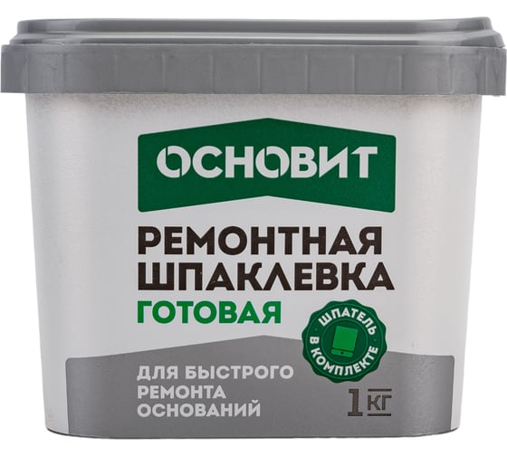 Изображение товара Готовая армированная шпаклевка для ремонтных работ Основит ЭЛИСИЛК РА39 H 1 кг 87128
