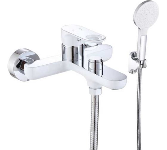 Изображение товара Смеситель для ванны однорычажный ViEiR латунный с коротким изливом, белый с хромом V043531-F