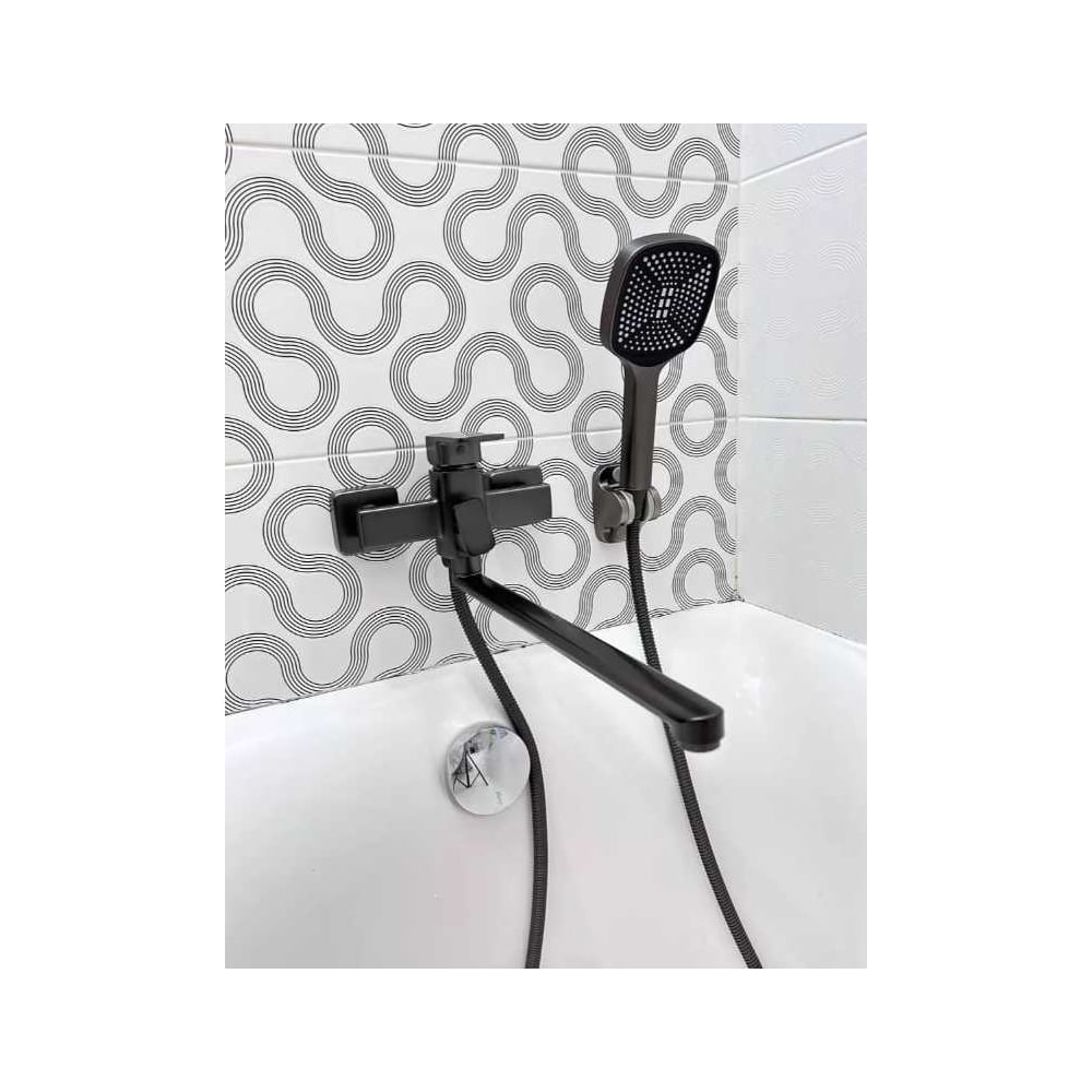 Изображение товара Смеситель для ванны однорычажный ViEiR с графитовым цветом и душевым гарнитуром