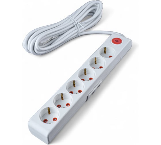 Изображение товара Удлинитель сетевой Mutlusan 6 гнезд с заземление, 5 метров 001 175 620002 05 00