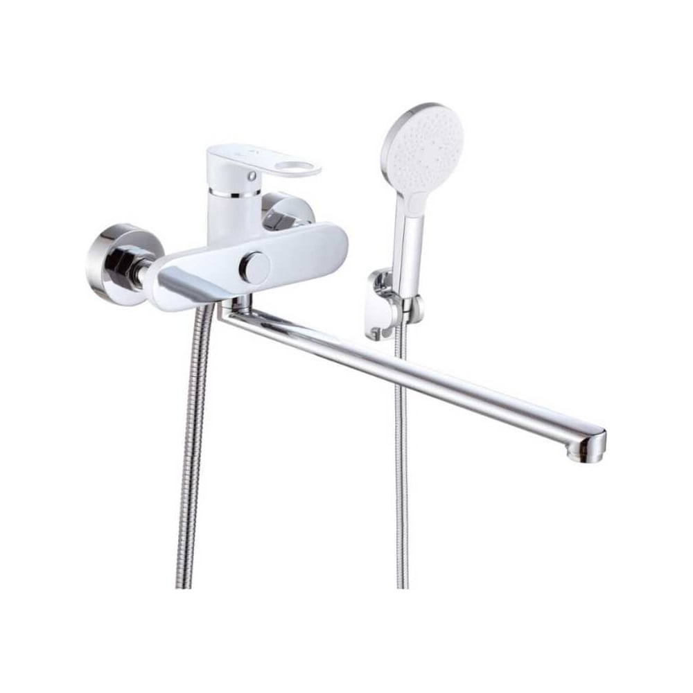 Изображение товара Смеситель для ванны однорычажный ViEiR латунный с длинным изливом белый с хромом V043541-F