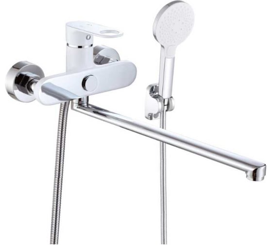 Изображение товара Смеситель для ванны однорычажный ViEiR латунный с длинным изливом, белый с хромом V043541-F