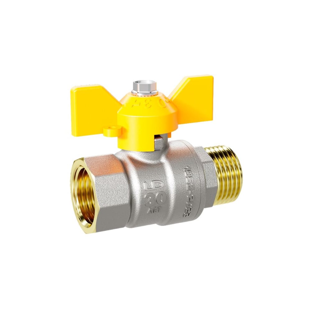 Изображение товара Латунный газовый кран с бабочкой LD Pride 47.25.В-Н.Б Ду 25