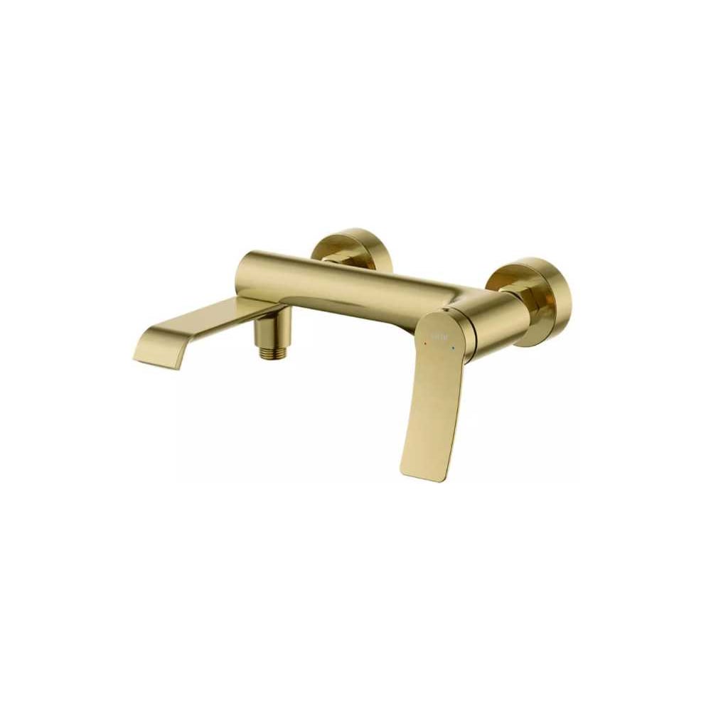 Изображение товара Однорычажный смеситель для ванны ViEiR короткий излив матовое золото настенный