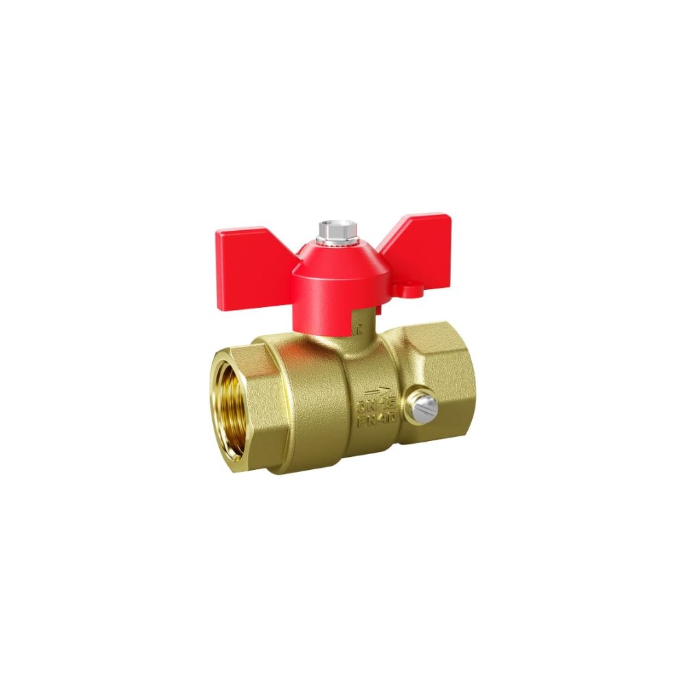 Изображение товара Кран шаровой латунный LD Pride для манометра 44.15.В-В.2М.Б Ду 15 Ру 40 бабочка красный