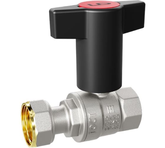 Изображение товара Кран шаровой латунный LD Pride с накидной гайкой 47.20.В-НкГк.Ду 20 Ру 40 с Т-рукояткой (Red + Blue) LD 47.341.20 RB