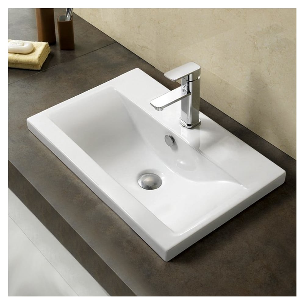 Изображение товара Раковина MELANA MLN-S70 (9393) встраиваемая из санфаянса для ванной комнаты