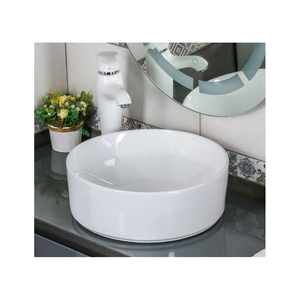 Изображение товара Раковина MELANA MLN-A460 A460-803 белая круглая накладная