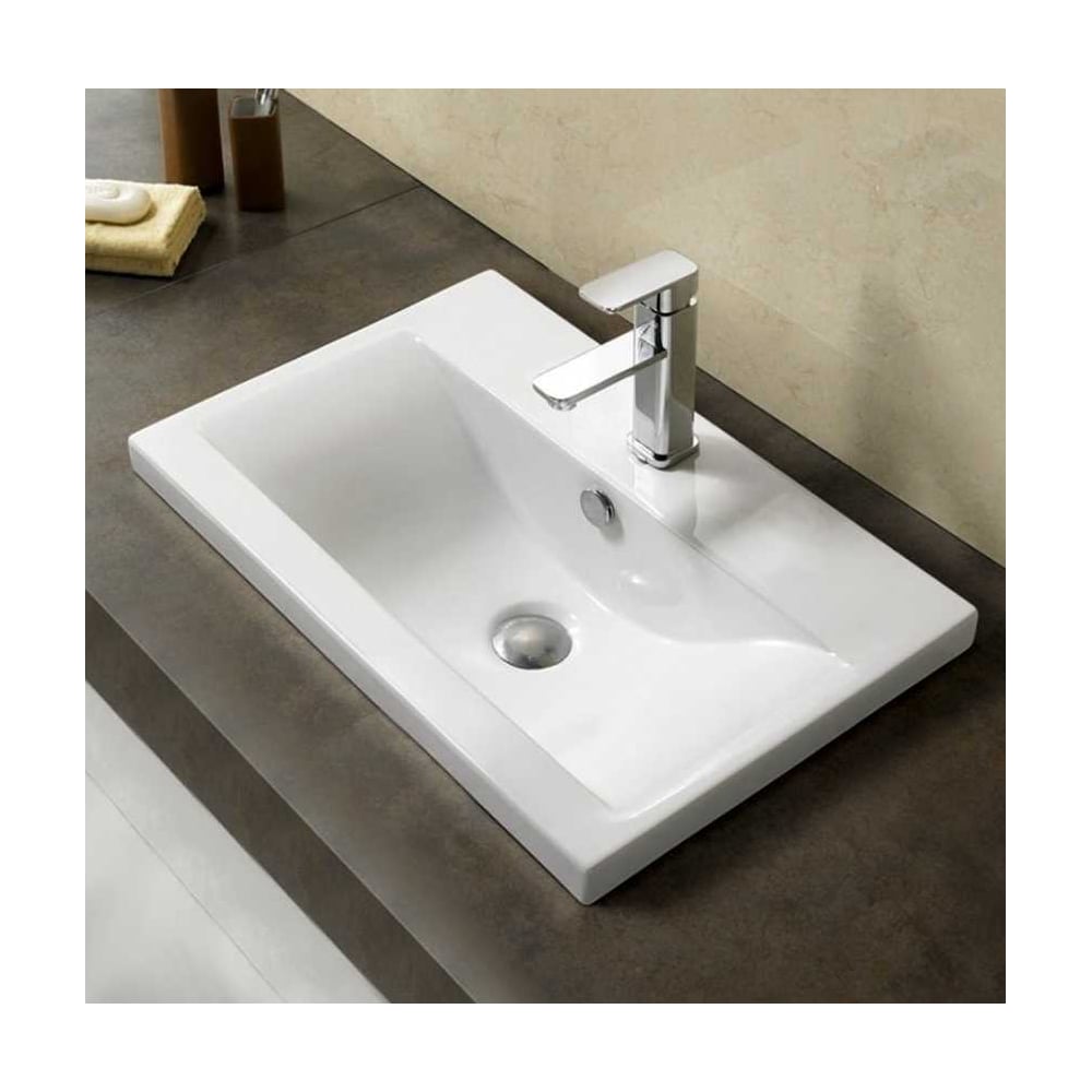 Изображение товара Раковина MELANA MLN-S90 (9393) современная встраиваемая белая санфаянсовая модель