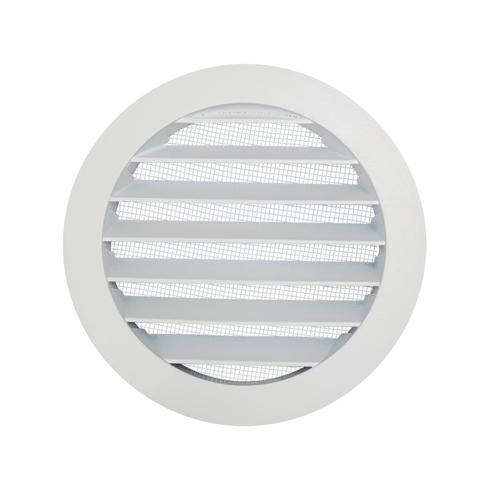 Изображение товара Металлическая уличная наружная круглая решетка ARIUS белая диаметр 125 мм с фланцем