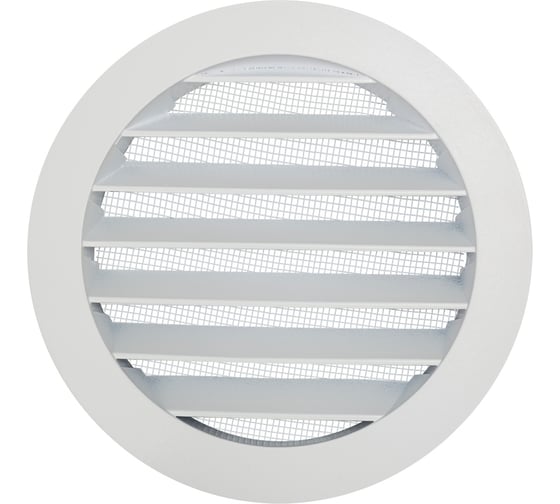 Изображение товара Решетка ARIUS металлическая наружная уличная, круглая, белая RAL9016M, диаметр фланца 125 мм, с анти 136232