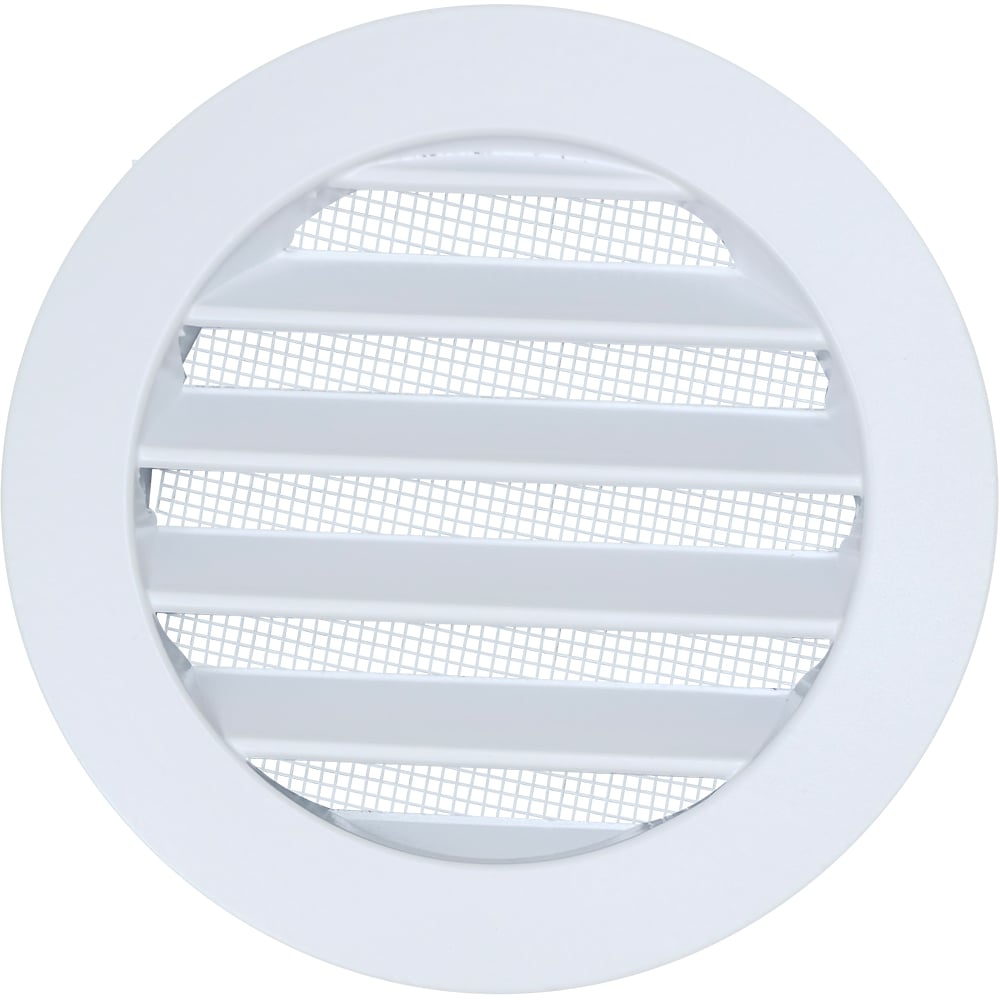 Изображение товара Решетка ARIUS металлическая наружная круглая белая диаметр 100 мм фланец RAL9016M