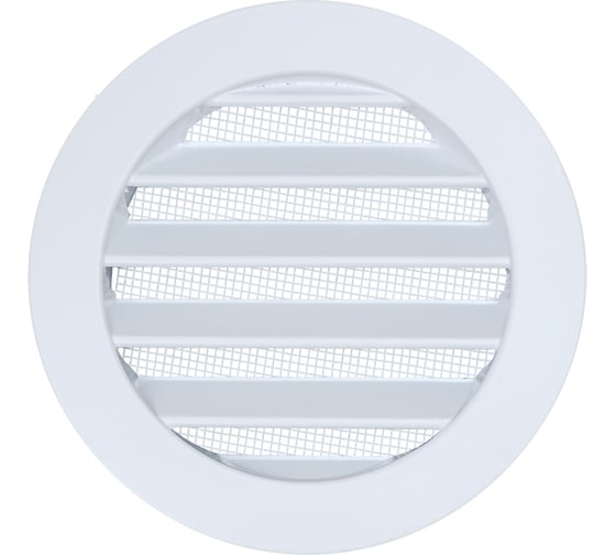 Изображение товара Решетка ARIUS металлическая наружная уличная, круглая, белая RAL9016M, диаметр фланца 100 мм, с анти 136218