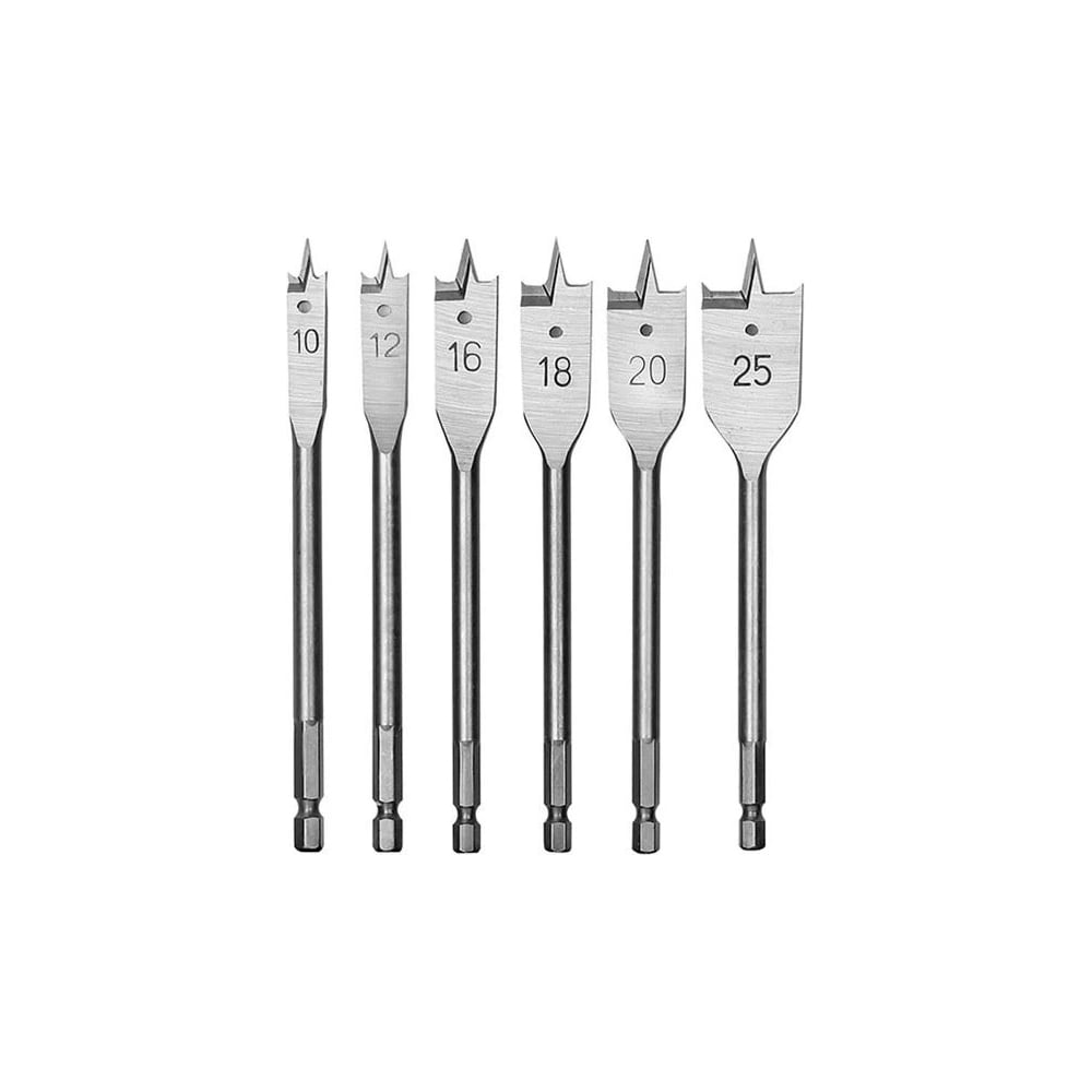 Изображение товара Набор перовых сверл по дереву Workpro PRO 6 шт 10-25 мм для дерева