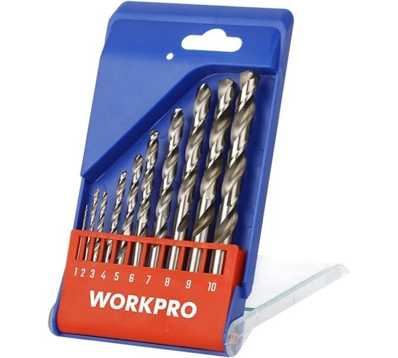 Изображение товара Набор сверл по металлу Workpro HSS4341 (1-10мм)-10шт WP400462