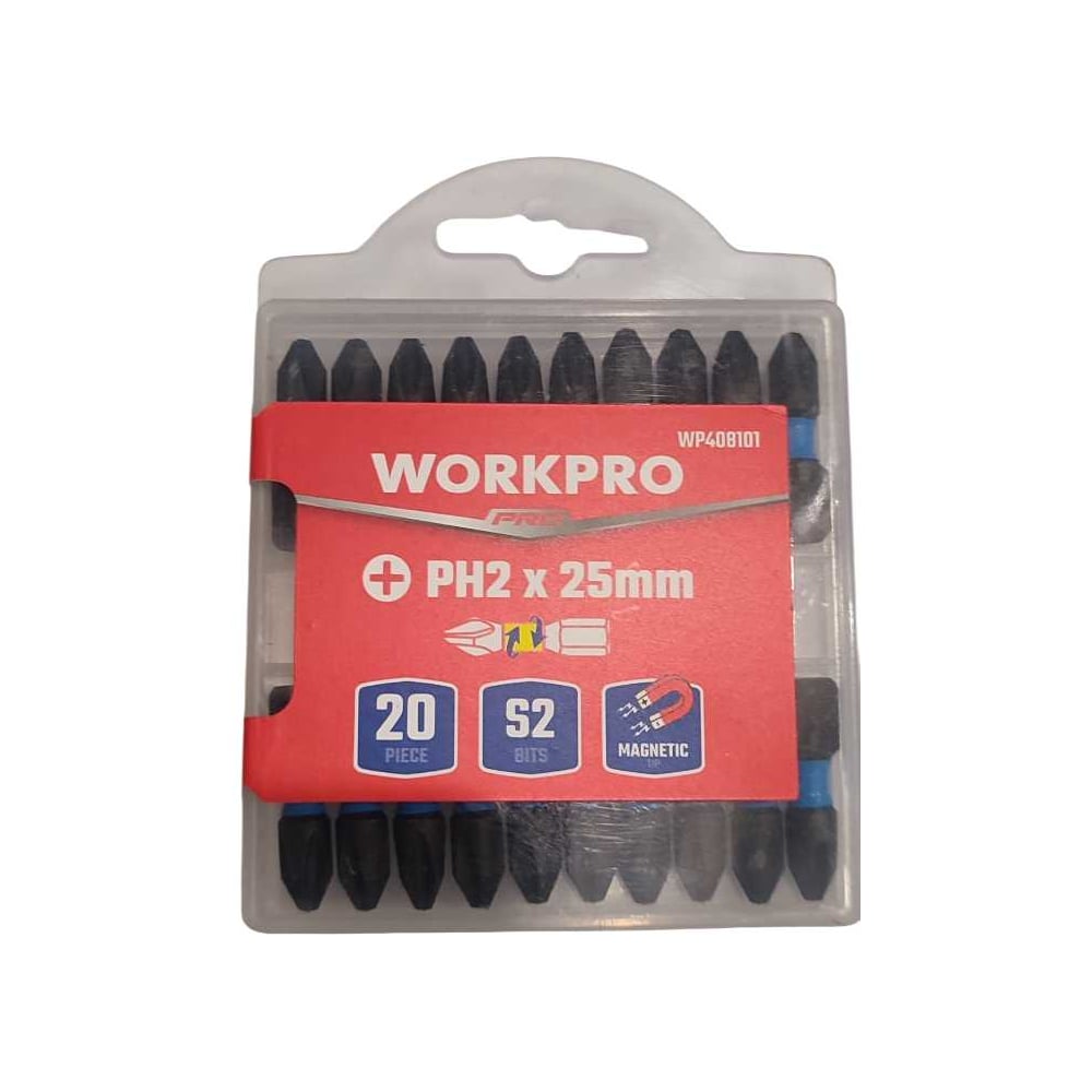 Изображение товара Набор ударных бит Workpro PRO IMPACT PH2 25мм 20шт в упаковке