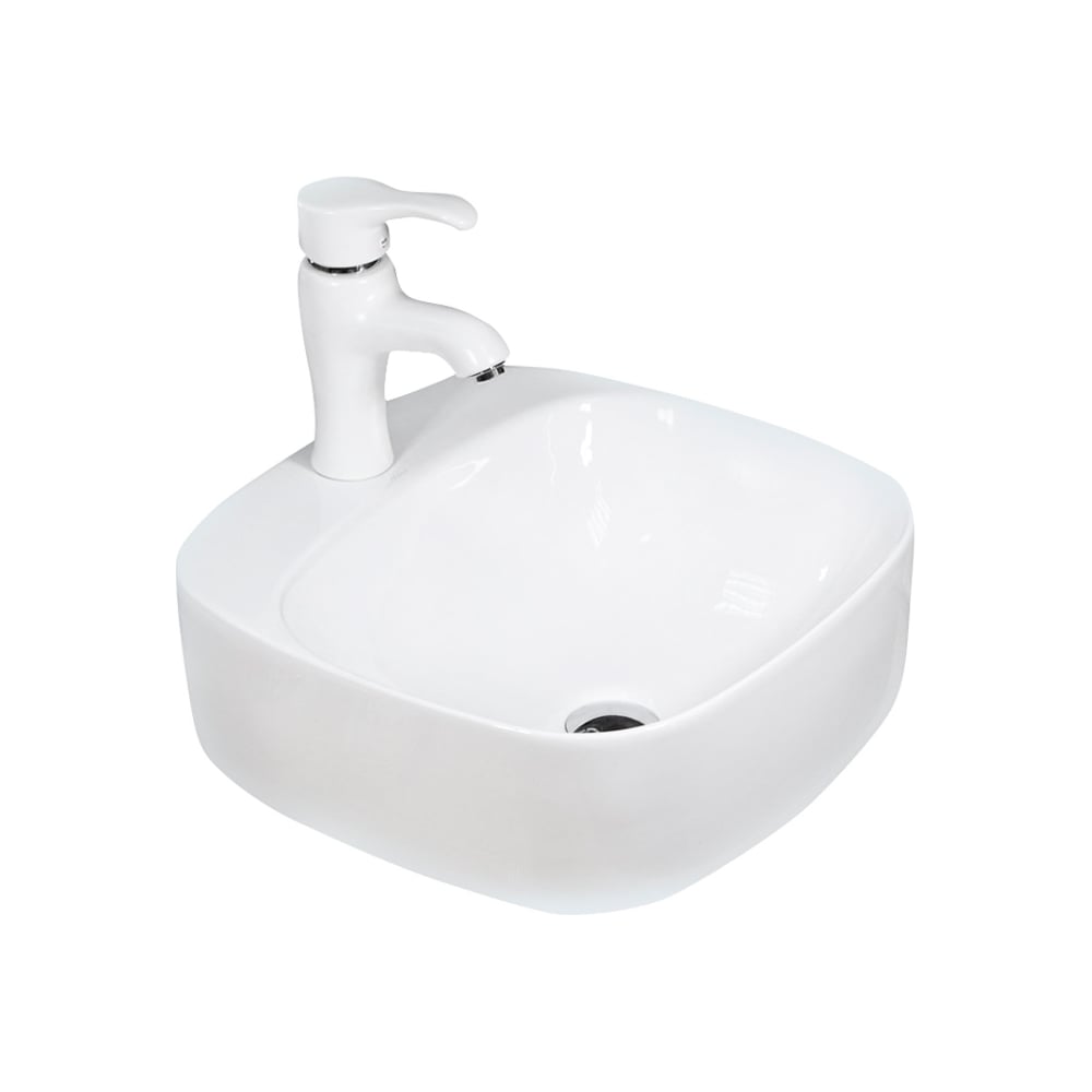 Изображение товара Раковина MELANA MLN-320306 квадратная белая из керамики 420x420 мм