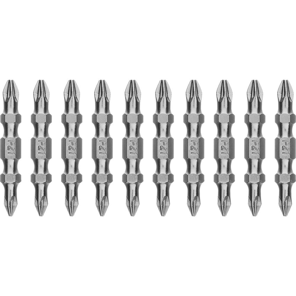 Изображение товара Набор двухсторонних бит GROSS PZ2-PZ1 45мм S2 10 шт надежные профессиональные биты