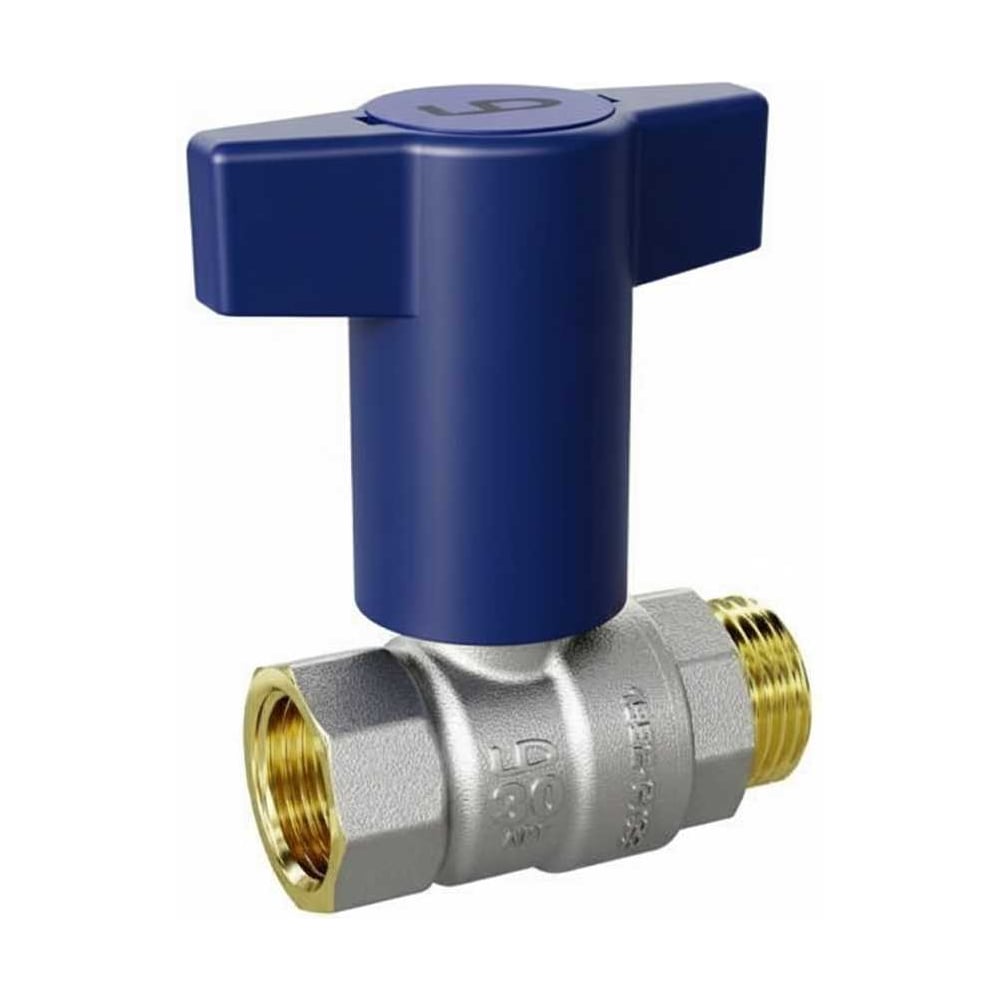 Изображение товара Кран запорный LD Pride 47.20.В-Н.ТР с бабочкой синий 20 мм 40 бар