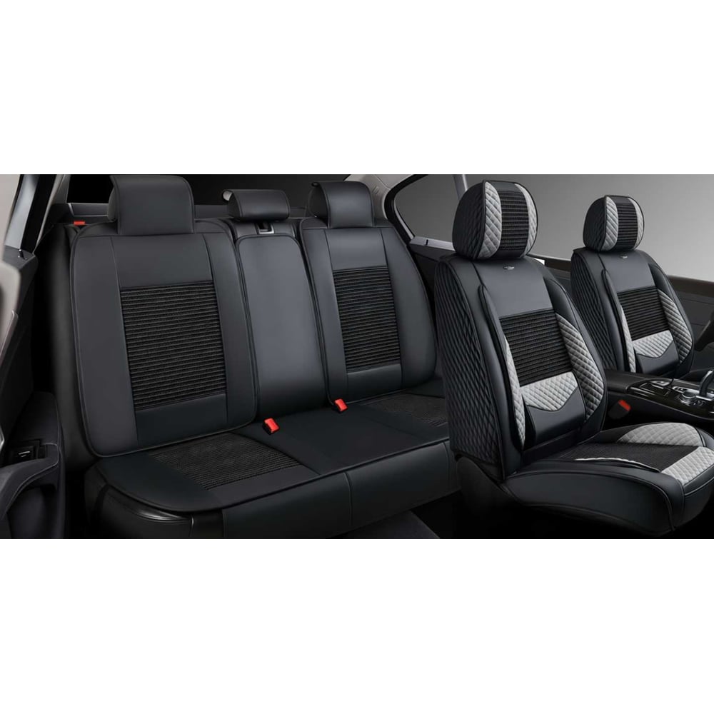 Изображение товара Накидки PSV 5D Volt черно-серые на весь салон из экокожи и льняного плетения
