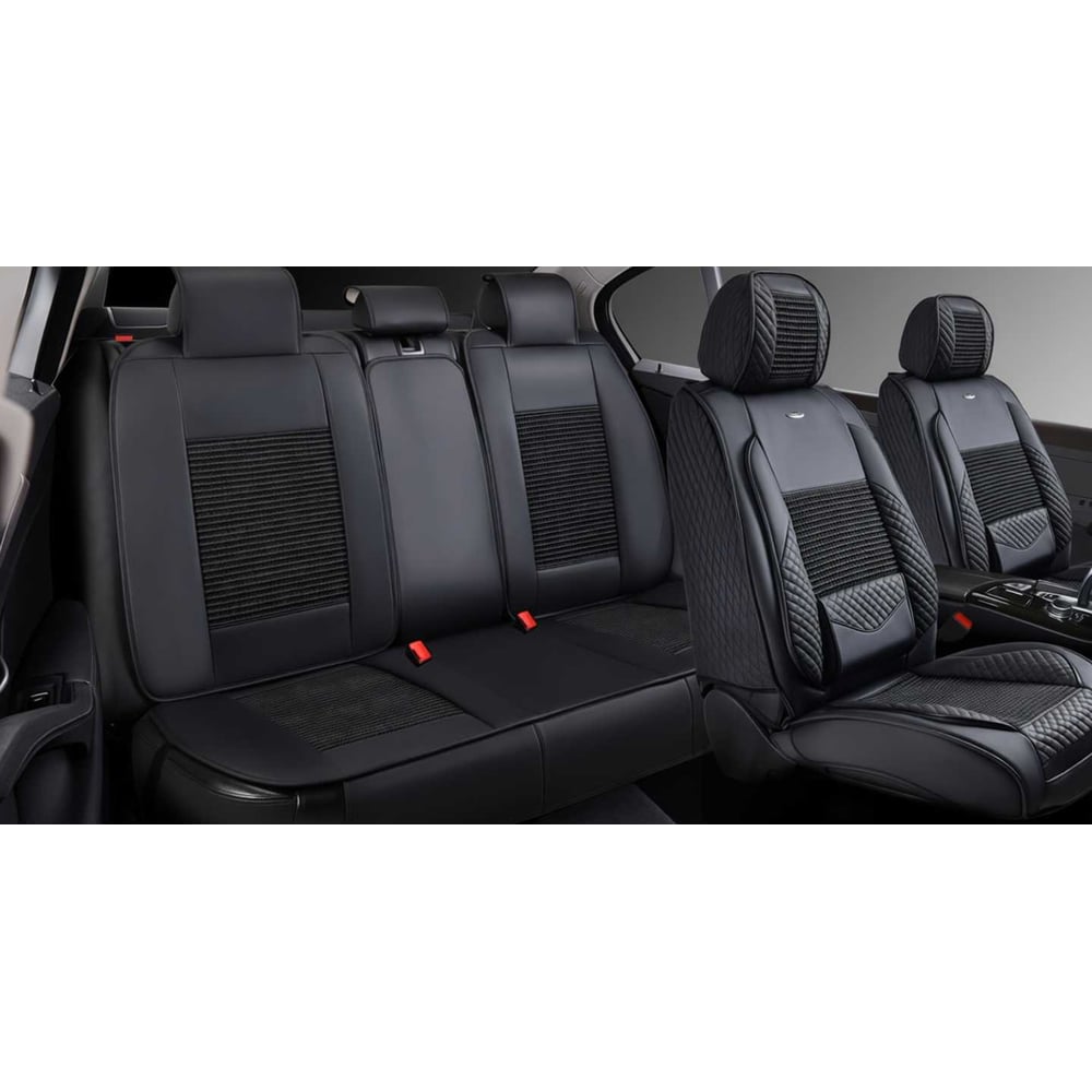 Изображение товара Накидки для салона автомобиля PSV 5D Volt черные из экокожи и льняного плетения