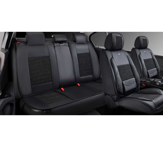 Изображение товара Накидки PSV 5D  Volt (Черный), комплект на весь салон, экокожа + льняное плетение 139030