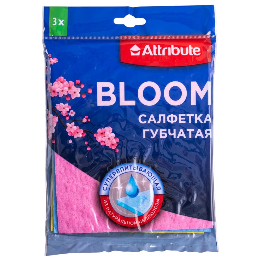 Изображение товара Салфетка губчатая Attribute BLOOM 3шт 15x18см ACC004