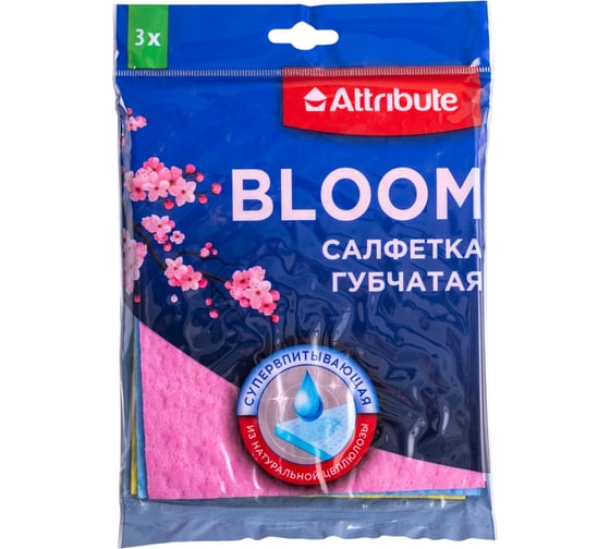Изображение товара Салфетка губчатая Attribute BLOOM 3шт 15x18см ACC004