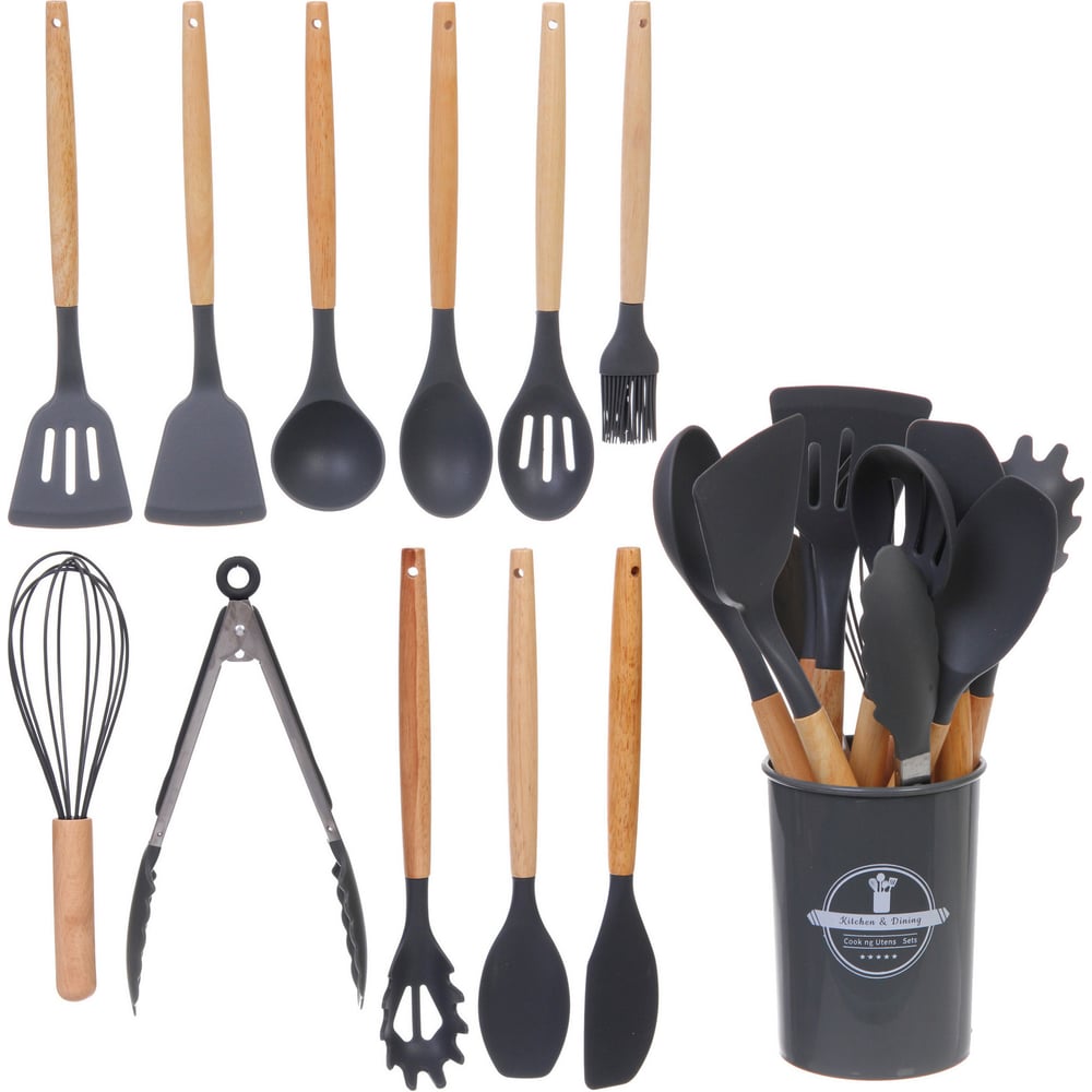 Изображение товара Набор кухонных принадлежностей Felicità 12шт серый для готовки и сервировки