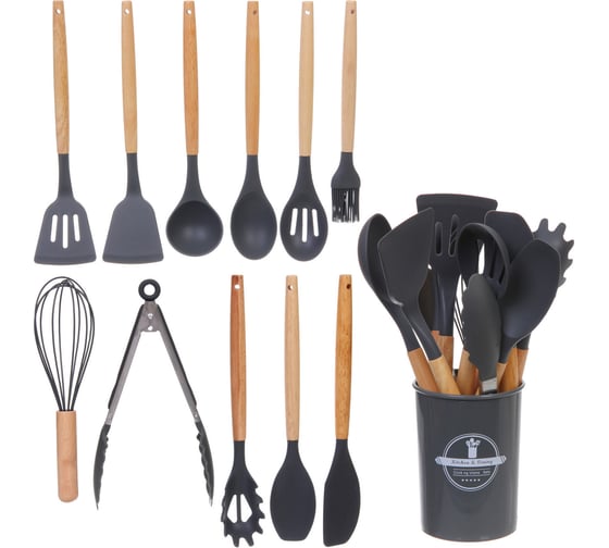 Изображение товара Набор кухонных принадлежностей Селфи Felicità 12шт серый 312-1050