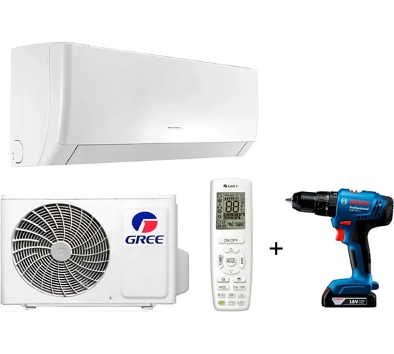 Изображение товара Настенная сплит-система Gree Pular Inverter R32 GWH09AGAXA-K6DNA4C + Аккумуляторный ударный шуруповерт Bosch GSB 183-LI 06019K9180
