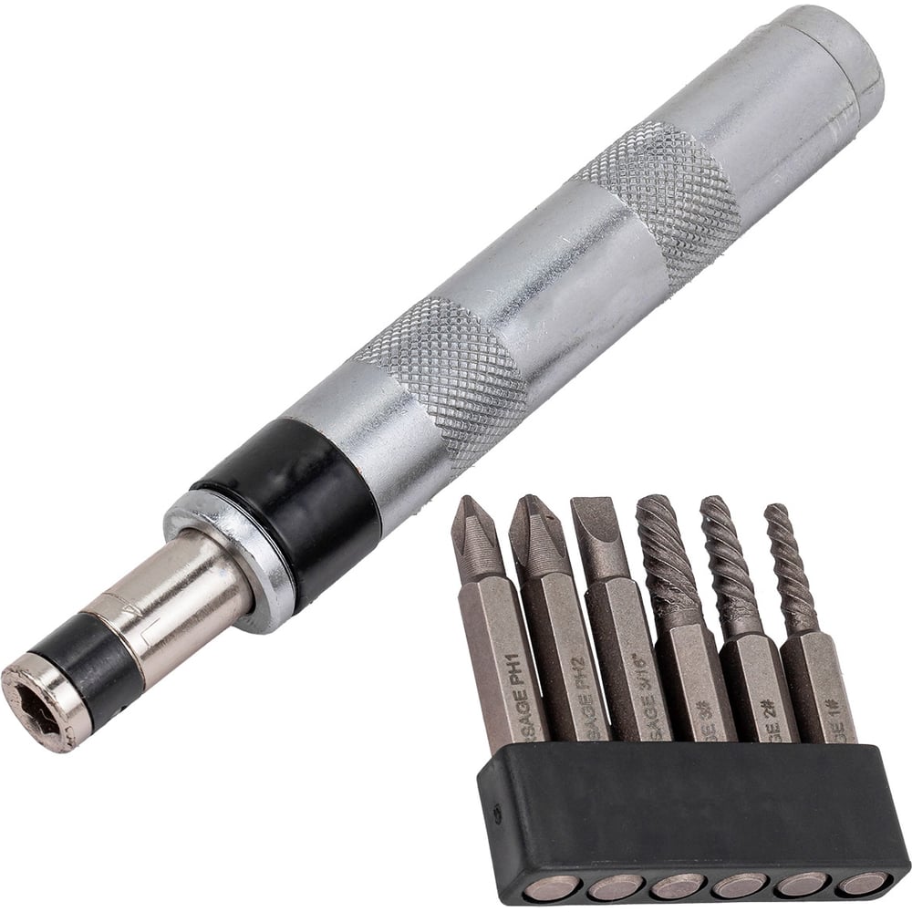 Изображение товара Отвертка ударная Forsage F-5064V с набором бит и экстракторами 7 предметов