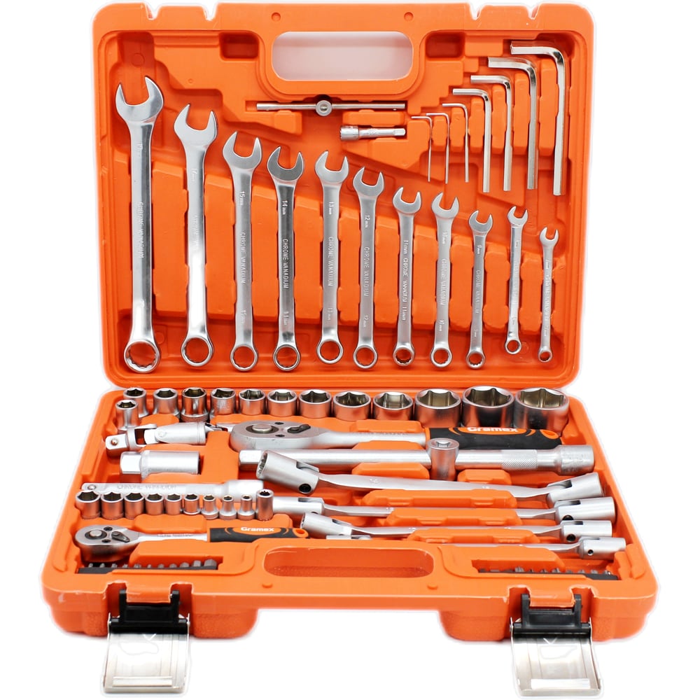 Изображение товара Набор автомобильного инструмента Gramex WS-77 77 предметов торцевые биты ключи