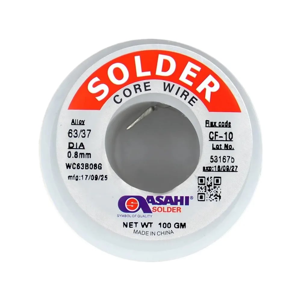 Изображение товара Припой ASAHI 0,8мм 0,1кг Sn63/Pb37 с флюсом RA
