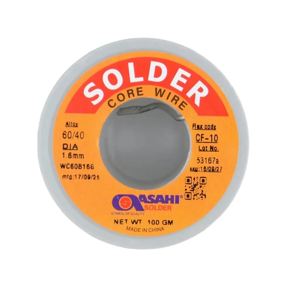 Изображение товара Припой ASAHI 1,6мм 0,1кг Sn60/Pb40 с флюсом для пайки меди