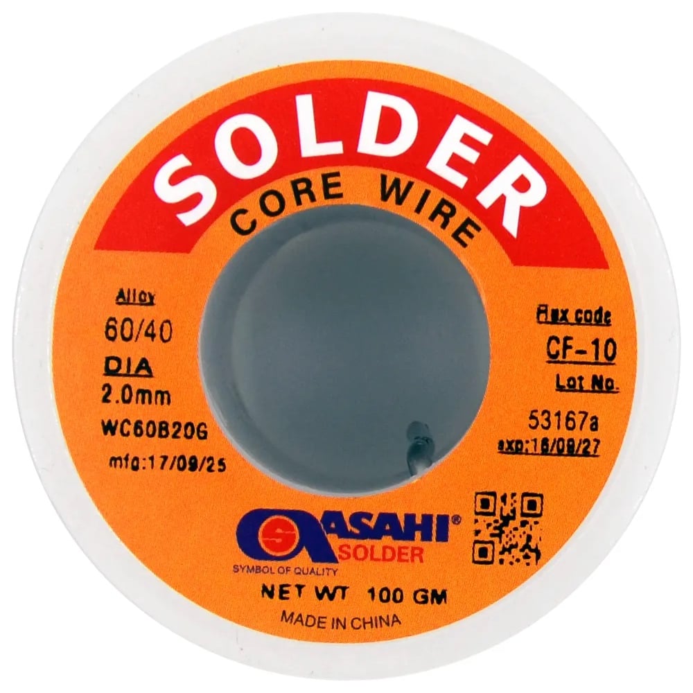 Изображение товара Припой ASAHI 2 мм 0,1 кг Sn60/Pb40 с флюсом RA для пайки меди