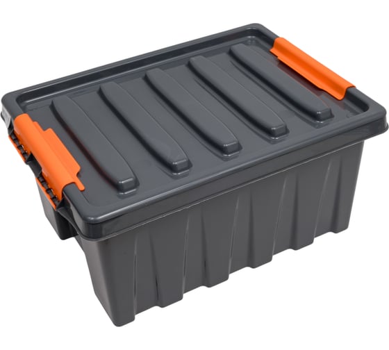 Изображение товара Ящик п/п Rox Box 415х300х195 мм с крышкой и клипсами PRO, 16 л. цв антрацит 25339