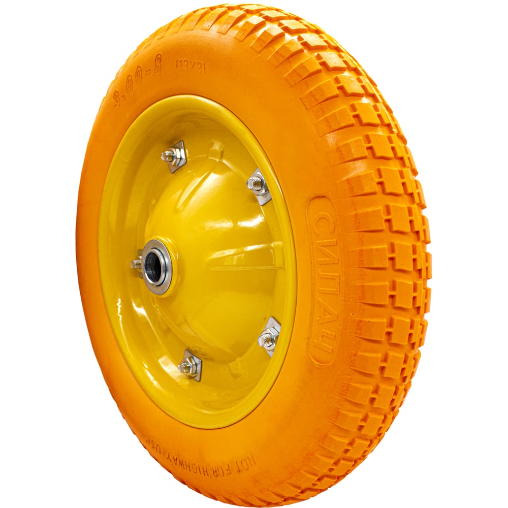 Изображение товара Колесо к тачке СИЛАЧ полиуретановое 3.00-8 ,20 мм (5/90) 023679