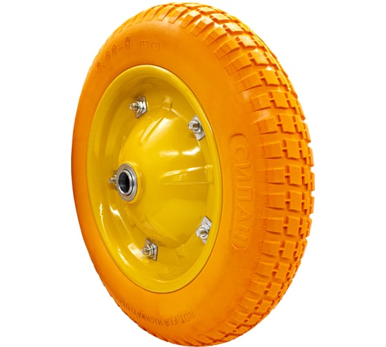 Изображение товара Колесо к тачке СИЛАЧ полиуретановое 3.00-8 ,20 мм (5/90) 023679